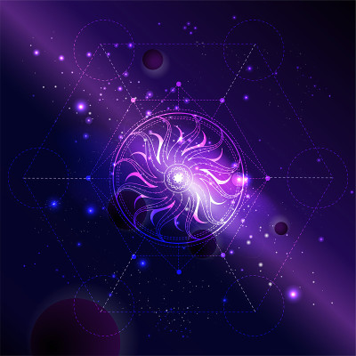 Vector illustration of Sacred symbol Sun against t