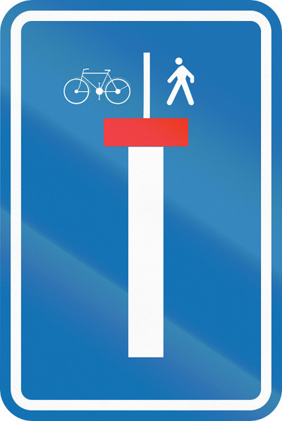 比利时道路标志-除行人和骑自行车者外，禁止通过道路