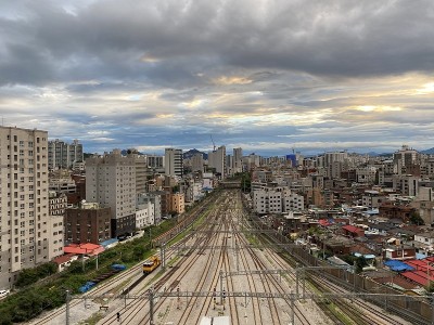 晴朗多云的城市天空