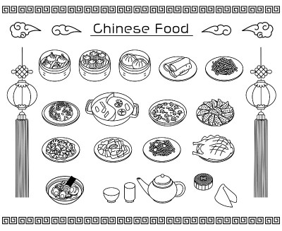 中国菜简单的线条图标