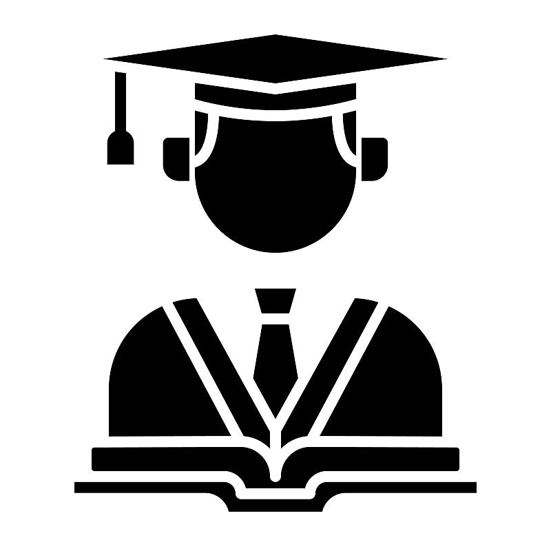毕业生图标，矢量插图，教育字形