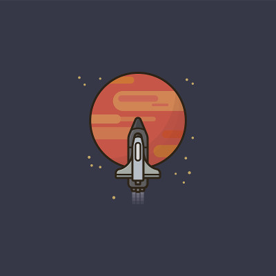 宇宙飞船接近行星火星矢量插图