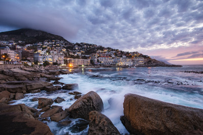 在开普敦海角的海景场景的广角视图