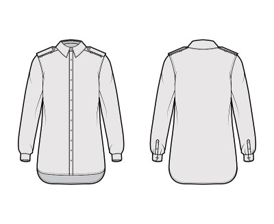 Shirt epaulette technical fashion illustration wit