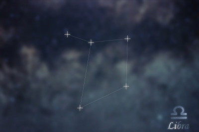 天秤座的星座。黄道星座天秤座星座线条星系背景