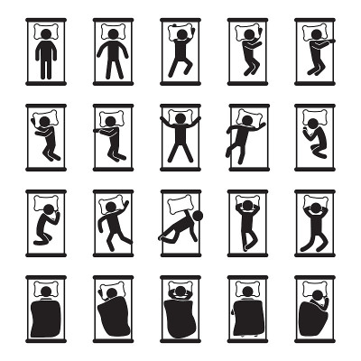 Sleeping positions icon set. Vector.