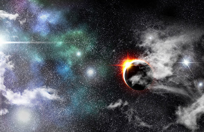 月食宇宙星景背景