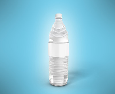 瓶子的塑料白色与水3d渲染在白色的背景