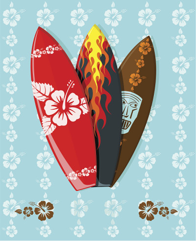现代冲浪板的插图