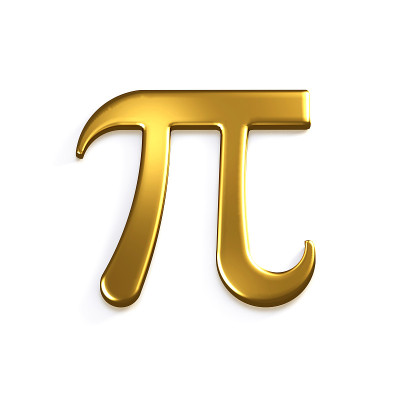 圆周率数字黄金数学符号。3D渲染插图