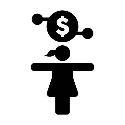 数字美元货币图标矢量符号与男性进行交易的一种象形文字
