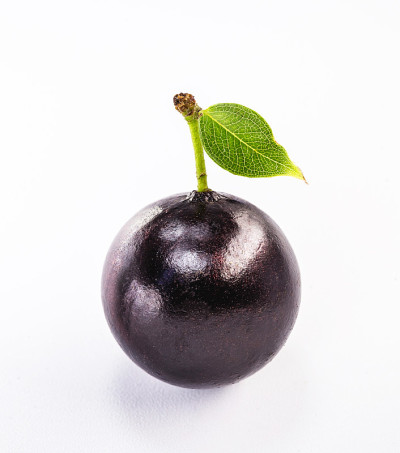 一种巴西水果，叫jabuticaba或jaboticaba。孤立在白色背景上。有机水果，不含防腐剂。