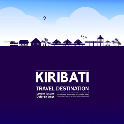 基里巴斯岛旅游目的地大矢量插图。