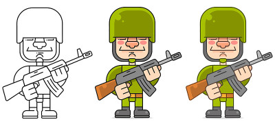 集合俄罗斯军人或人员穿着各种制服。Bundle Of Soldiers Of Russia卡通人物集