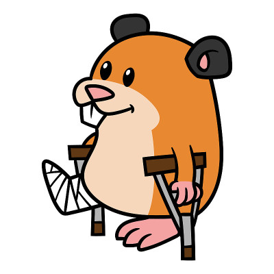 卡通仓鼠与拐杖插图