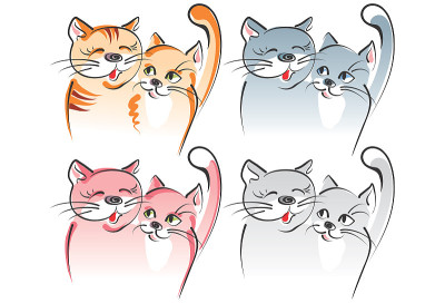 两只恋爱中的猫。艺术的矢量图