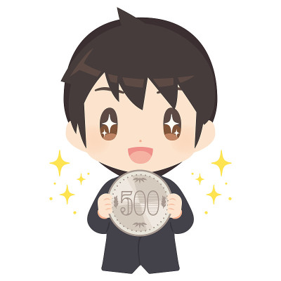500日元大硬币|商人|上班族|插图