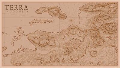 古抽象地形图。生成幻想景观的概念矢量高程图。