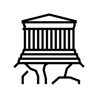 古希腊雅典卫城建筑建筑线图标矢量插图