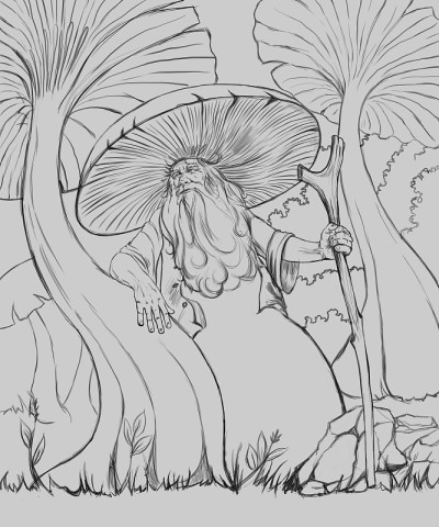 祖父蘑菇。插图。