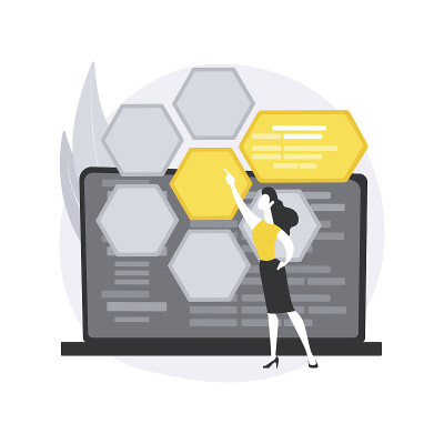 PHP和MySql开发抽象概念矢量说明。
