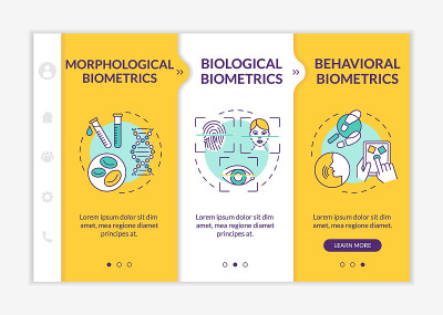 Biometrics types onboarding vector template