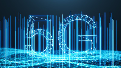 5G无线高速移动互联网。技术的概念。高速互联网。概念智能手机互联网连接技术。抽象说明互联网连接。三维