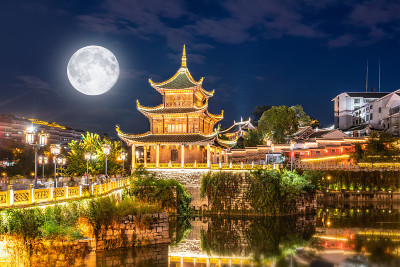 贵阳南明河嘉秀亭中国天际线