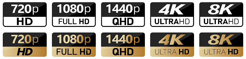 Black, white and golden video or screen resolution
