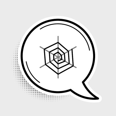 线蜘蛛web图标孤立在灰色背景。蜘蛛网的迹象。快乐的万圣节派对。色彩斑斓的轮廓的概念。向量