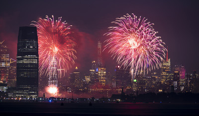 庆祝2019泽西城和纽约天际线