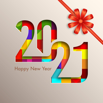 2021年新年快乐文本设计向量。