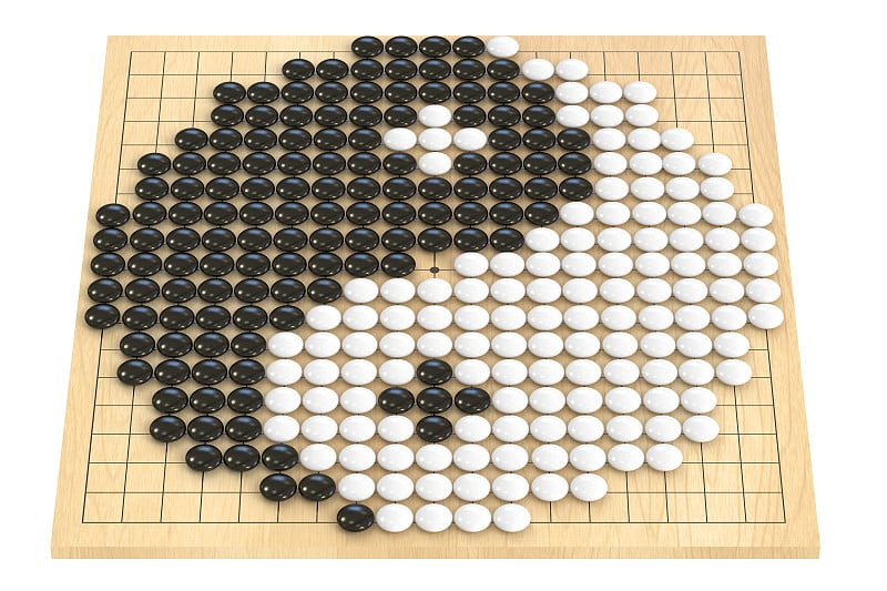 围棋游戏概念，围棋石头形成阴阳符号