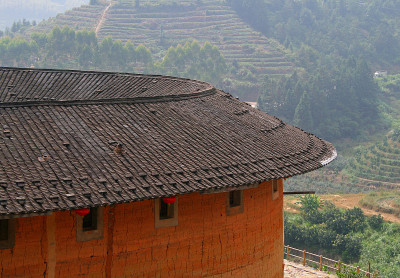 土楼屋顶，客家人的传统居住地
