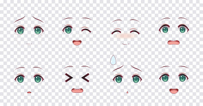 Emotions green eyes of anime manga girls