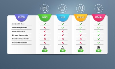 Pie chart, Accounting and Algorithm icons set. Ide