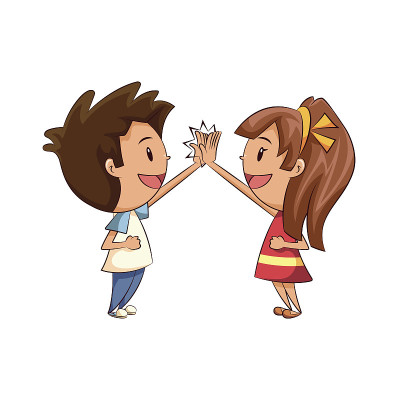 孩子们击掌，男孩，女孩