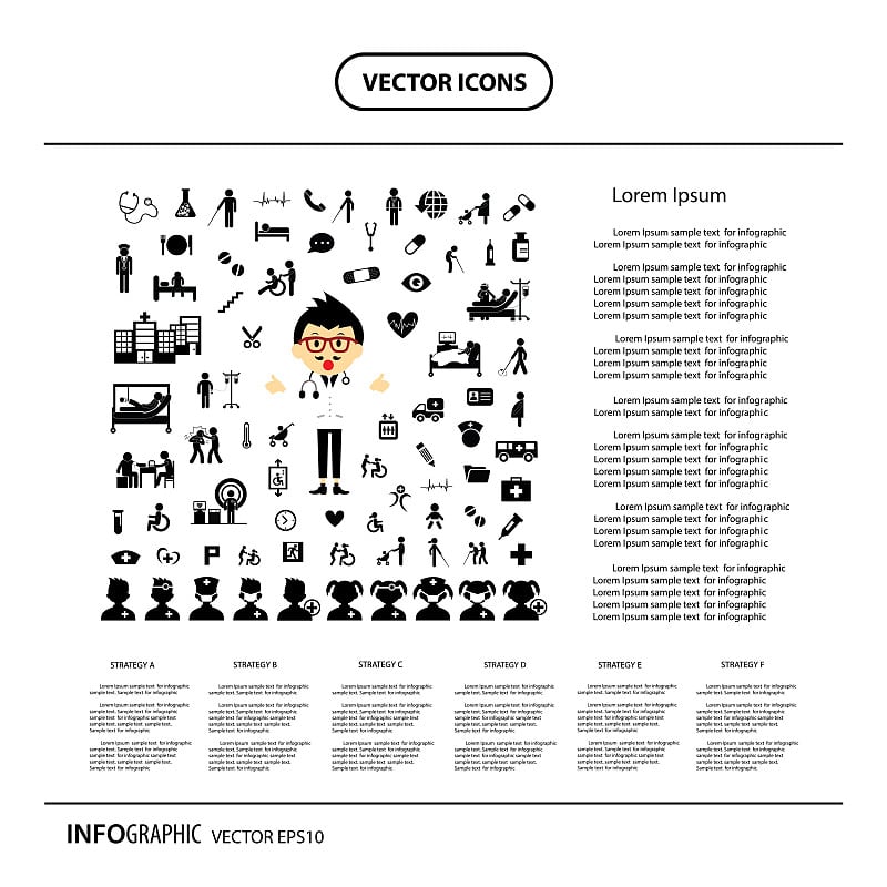 医生和医院信息图形图标