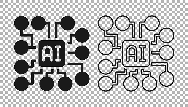 孤立在透明背景上的神经网络图标。人工智能AI。向量