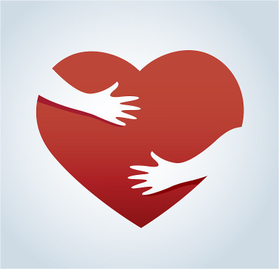 hands hugging the heart vector, concept of love an