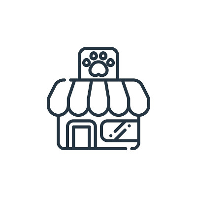 宠物商店矢量图标孤立的白色背景。轮廓，细线宠物店图标，用于网站设计和手机，应用程序开发。细线宠物店轮