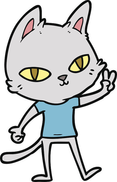 卡通猫挥舞着
