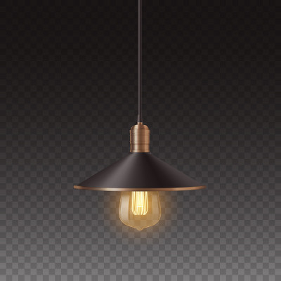 Light bulb in fashionable retro vintage style glow