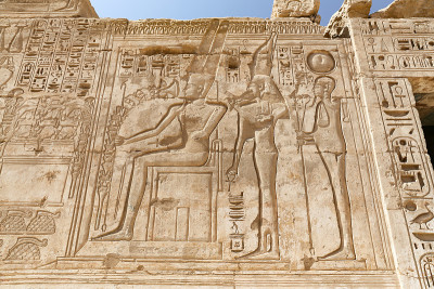 埃及象形文字在Medinet Habu神庙，卢克索，埃及