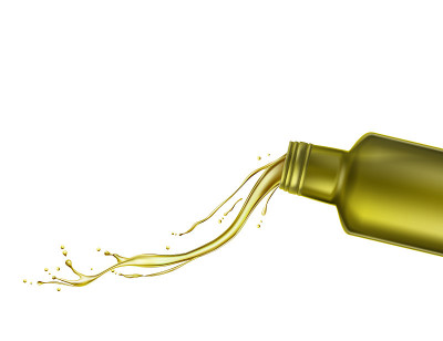 olive oil from glass bottle