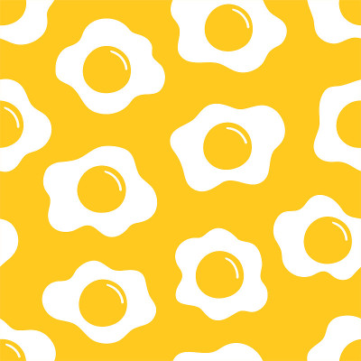 Cute fried eggs seamless pattern. Vector cartoon i