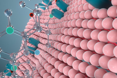 细胞膜与生物学，生物学概念，3d渲染。