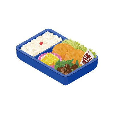 日本午餐盒饭。等距彩色插图。