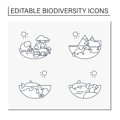 生物多样性线条图标集