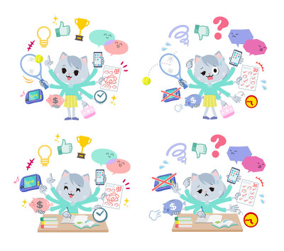一群猫女一心多用